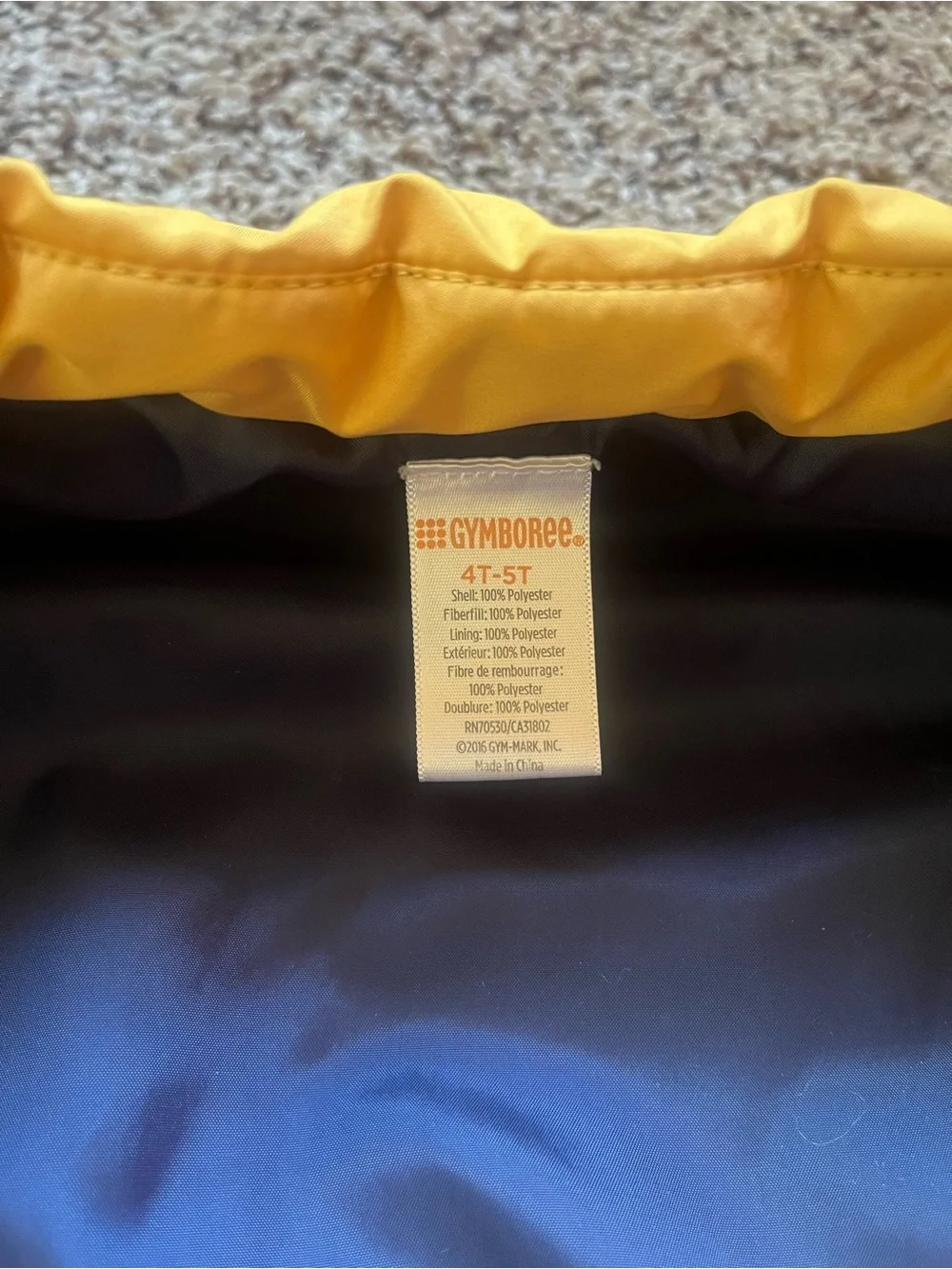 Gymboree Navy and Yellow Puffer Vest